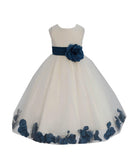 Ivory Tulle Floral Petals Flower Girl Dress Special Occasions Junior Pageant Wedding Holiday 302S(1)