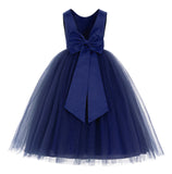 V-Back Satin Flower Girl Dress Elegant Pretty Princess Gown Ceremonial Dresses for Toddlers 219T(2)