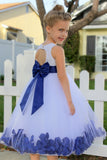 White Floral Lace Heart Cutout Rose Petals Flower Girl Dress Junior Bridesmaid Special Event 185T(3)
