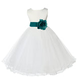 Ivory Formal Wedding Pageant Special Occasions Rattail Edge Tulle Flower Girl Dress 829T(4)