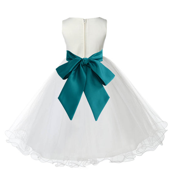 Ivory Formal Wedding Pageant Special Occasions Rattail Edge Tulle Flower Girl Dress 829S(3)