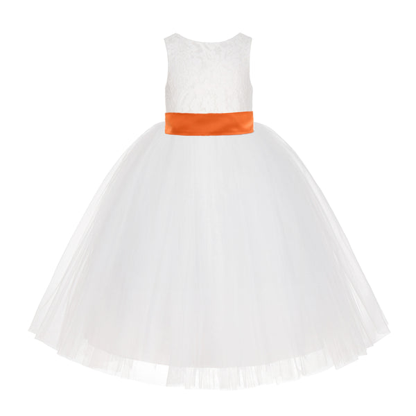 Ivory Floral Lace Flower Girl Dress Special Events Christening Pageant Gown Communion Recital LG7(1)