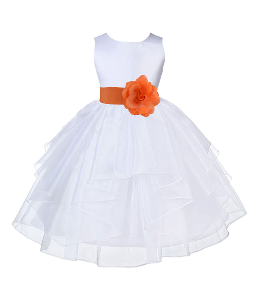 White Shimmering Organza Flower Girl Dress Wedding Junior Bridesmaid Pageant Special Events 4613S(2)