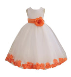 Ivory Tulle Floral Petals Flower Girl Dress Special Occasions Junior Pageant Wedding Holiday 302S(6)