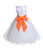 White Formal Wedding Pageant Special Occasions Rattail Edge Tulle Flower Girl Dress 829S(2)