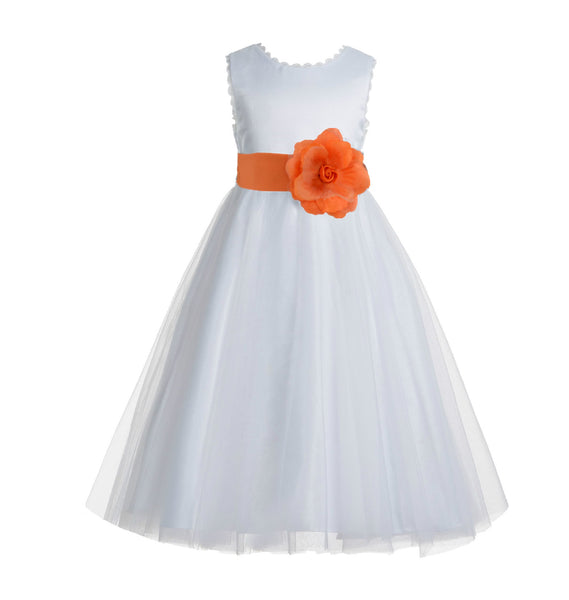 Ivory V-Back Lace Edge Flower Girl Dress Junior Pageant Special Occasion Formal Evening Gown 183T(3)