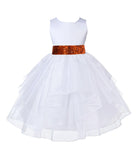White Pageant Bridal Special Events Shimmering Organza Sequin Mesh Flower Girl Dress 4613mh