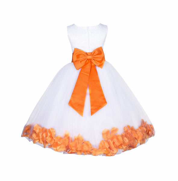 Ivory Tulle Floral Lace Top Rose Petals Flower Girl Dress Wedding Pageant Special Occasions 165T(2)