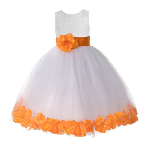 Ivory Floral Lace Heart Cutout Rose Petals Flower Girl Dress Junior Bridesmaid Special Event 185T(2)