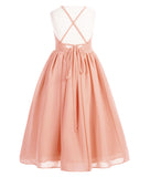 Criss-Cross Chiffon Flower Girl Dress Special Occasion Dresses Pageant Gown Junior Princess 191(2)