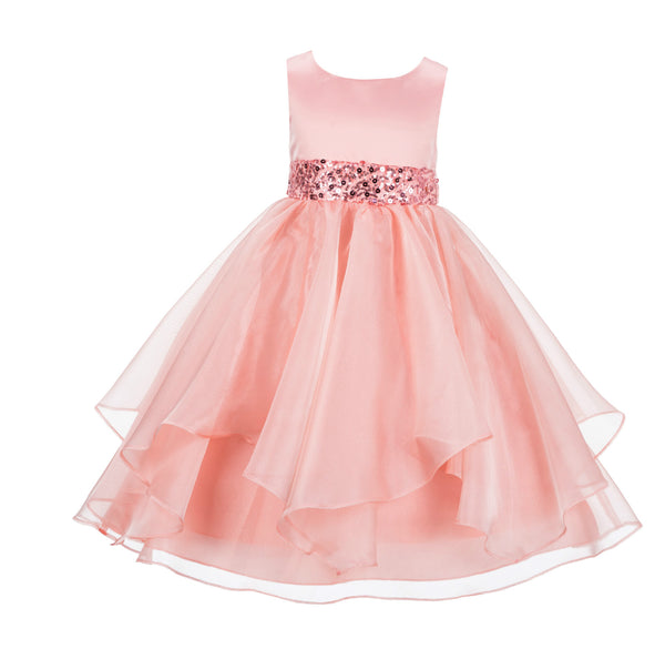 Sequin Ruffles Organza Flower Girl Dress Toddler Wedding Pageant Party Recital Special Event 012S(2)