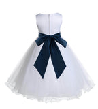 White Formal Wedding Pageant Special Occasions Rattail Edge Tulle Flower Girl Dress 829S(2)