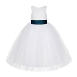 White Floral Lace Flower Girl Dress Special Occasions Wedding Christening Communion Baptism LG7(1)