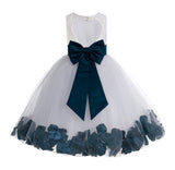 White Floral Lace Heart Cutout Rose Petals Flower Girl Dress Junior Bridesmaid Special Event 185T(1)