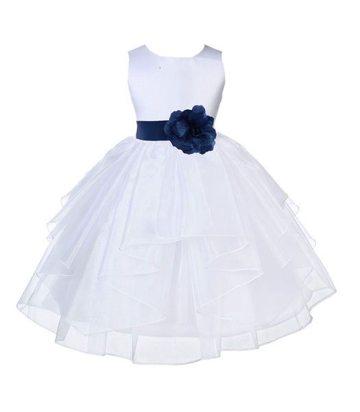 White Shimmering Organza Flower Girl Dress Wedding Junior Bridesmaid Pageant Special Events 4613S(2)