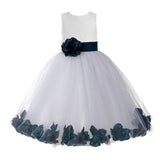 Ivory Floral Lace Heart Cutout Rose Petals Flower Girl Dress Junior Bridesmaid Special Event 185T(1)