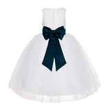 White Floral Lace Flower Girl Dress Special Occasions Wedding Christening Communion Baptism LG7(1)