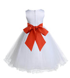 White Formal Wedding Pageant Special Occasions Rattail Edge Tulle Flower Girl Dress 829S(3)
