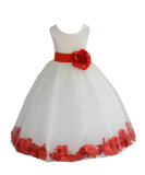 Ivory Tulle Floral Petals Flower Girl Dress Special Occasions Junior Pageant Wedding Holiday 302S(3)