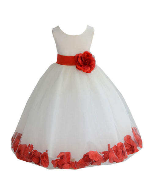 Ivory Tulle Floral Petals Flower Girl Dress Special Occasions Junior Pageant Wedding Holiday 302S(3)