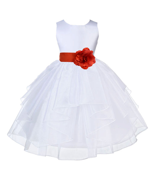 White Shimmering Organza Flower Girl Dress Wedding Junior Bridesmaid Pageant Special Events 4613S(3)