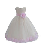 Ivory Tulle Floral Petals Flower Girl Dress Special Occasions Junior Pageant Wedding Holiday 302S(1)