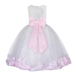 Ivory Floral Lace Heart Cutout Rose Petals Flower Girl Dress Junior Bridesmaid Special Event 185T(1)