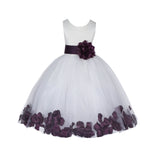 Ivory Lace Top Tulle Floral Petals Flower Girl Dress Birthday Girl Junior Pageant Bridesmaid 165S(1)
