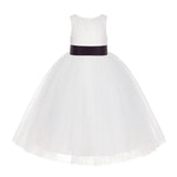 Ivory Floral Lace Flower Girl Dress Special Events Christening Pageant Gown Communion Recital LG7(2)