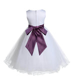 White Formal Wedding Pageant Special Occasions Rattail Edge Tulle Flower Girl Dress 829S(3)