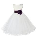 Ivory Formal Wedding Pageant Special Occasions Rattail Edge Tulle Flower Girl Dress 829T(3)