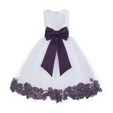 White Floral Lace Heart Cutout Rose Petals Flower Girl Dress Junior Bridesmaid Special Event 185T(4)