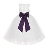 Ivory Floral Lace Flower Girl Dress Special Events Christening Pageant Gown Communion Recital LG7(2)