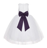 White Floral Lace Flower Girl Dress Special Occasions Wedding Christening Communion Baptism LG7(2)