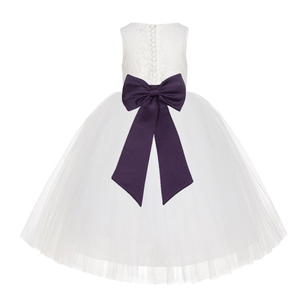 Ivory Floral Lace Flower Girl Dress Special Events Christening Pageant Gown Communion Recital LG7(2)