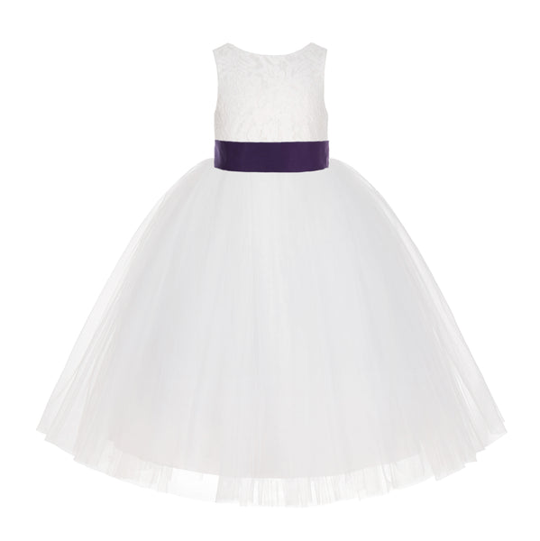 Ivory Floral Lace Flower Girl Dress Special Events Christening Pageant Gown Communion Recital LG7(1)