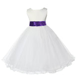 Ivory Formal Wedding Pageant Special Occasion Rattail Edge Tulle Sequin Mesh Flower Girl Dress 829mh