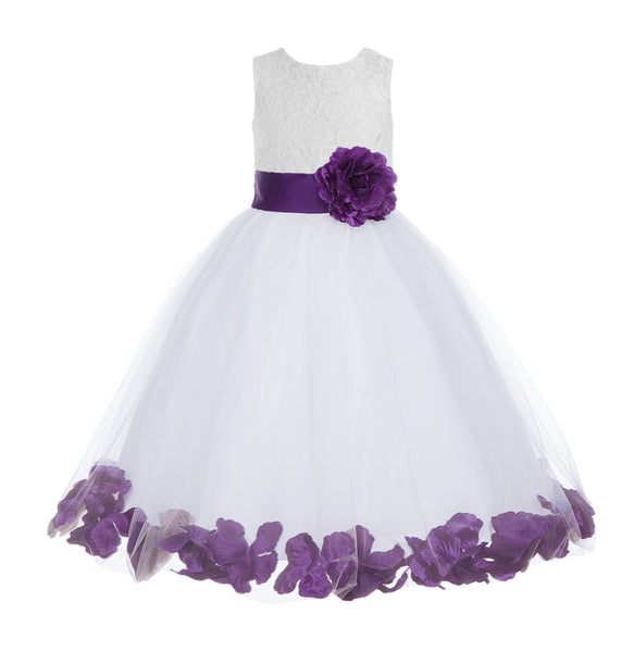 Ivory Floral Lace Heart Cutout Rose Petals Flower Girl Dress Junior Bridesmaid Special Event 185T(2)