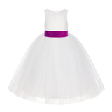 Ivory Floral Lace Flower Girl Dress Special Events Christening Pageant Gown Communion Recital LG7(3)