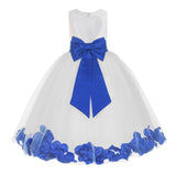 White Floral Lace Heart Cutout Rose Petals Flower Girl Dress Junior Bridesmaid Special Event 185T(1)