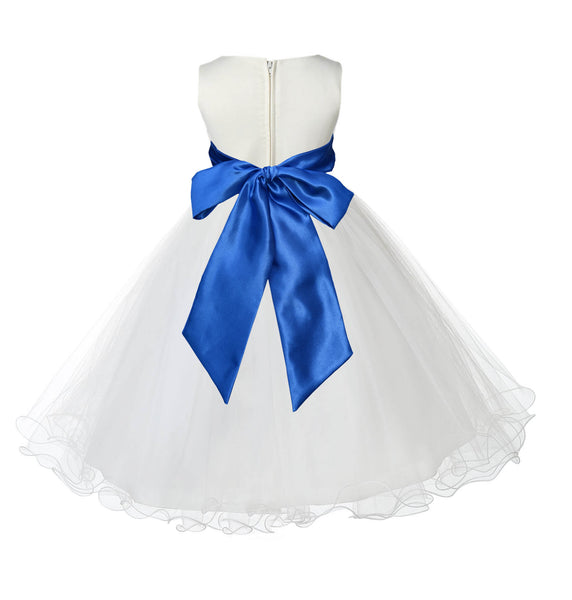 Ivory Formal Wedding Pageant Special Occasions Rattail Edge Tulle Flower Girl Dress 829S(1)
