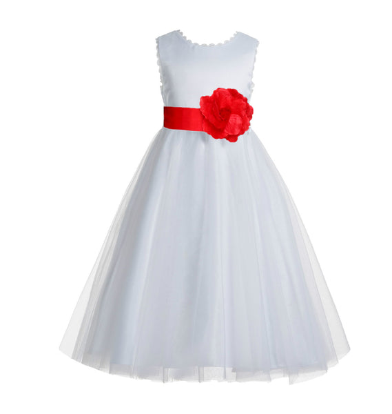 Ivory V-Back Lace Edge Flower Girl Dress Junior Pageant Special Occasion Formal Evening Gown 183T(3)