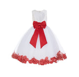 White Floral Lace Heart Cutout Rose Petals Flower Girl Dress Junior Bridesmaid Special Event 185T(2)