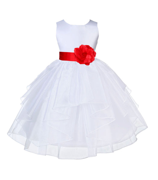 White Shimmering Organza Flower Girl Dress Wedding Junior Bridesmaid Pageant Special Events 4613S(3)