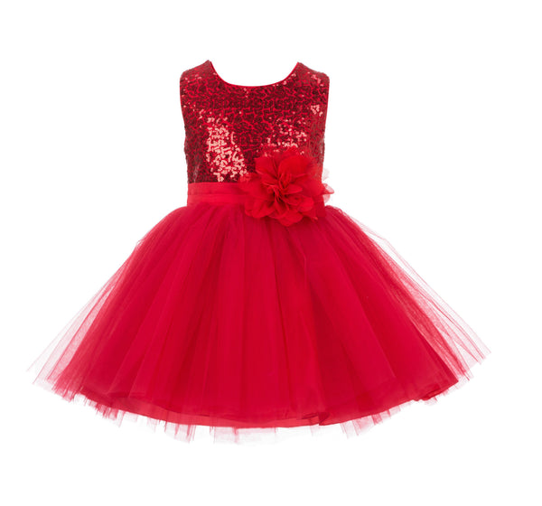 Sparkling Sequins Mesh Tulle Flower Girl Dress Wedding Pageant Toddler Holiday Gown Occasions 124
