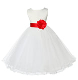 Ivory Formal Wedding Pageant Special Occasions Rattail Edge Tulle Flower Girl Dress 829T(3)