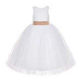 White Floral Lace Flower Girl Dress Special Occasions Wedding Christening Communion Baptism LG7(4)