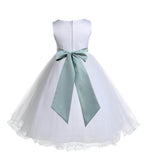 White Formal Wedding Pageant Special Occasions Rattail Edge Tulle Flower Girl Dress 829S(3)