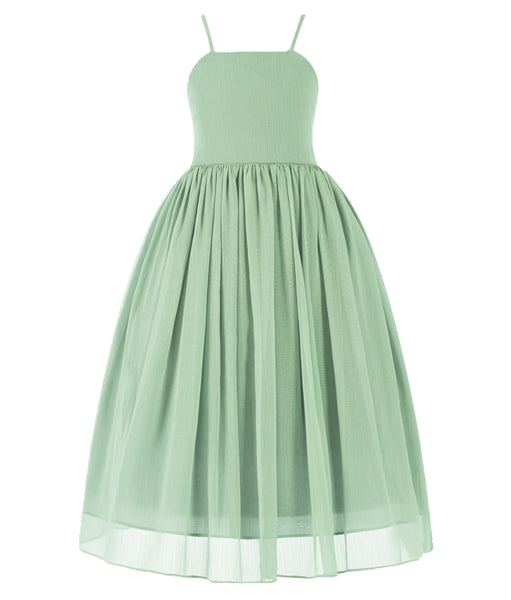 Criss-Cross Chiffon Flower Girl Dress Special Occasion Dresses Pageant Gown Junior Princess 191(2)