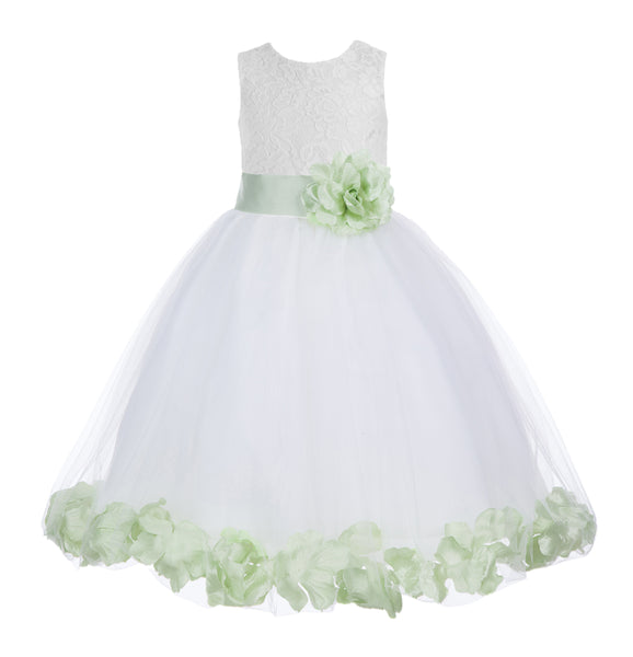 White Floral Lace Heart Cutout Rose Petals Flower Girl Dress Junior Bridesmaid Special Event 185T(3)